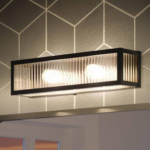 Luxury Minimalist Bath Vanity Light, 5"H x 14"W, with Mid- Century Modern Style, Midnight Black, by Urban Ambiance