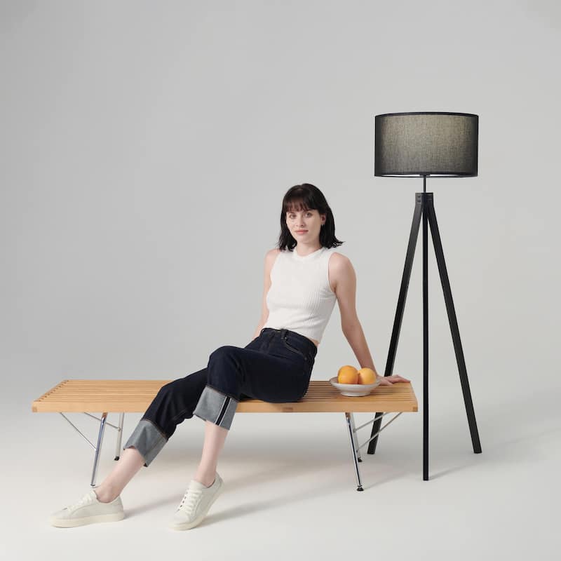 Brightech Eden 58 in. Traditional 3-Way Dimming LED Tripod Floor Lamp with Beige Fabric Drum Shade