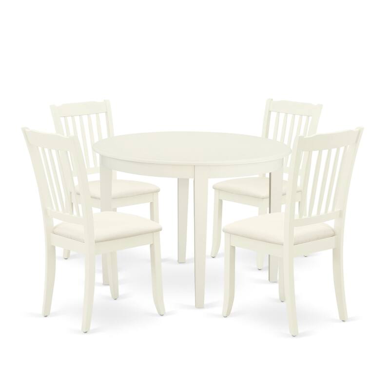 East West Furniture 5 Piece Dinette Set for 4 Includes a Kitchen Table and 4 Linen Fabric Dining Chairs,(Finish Options)