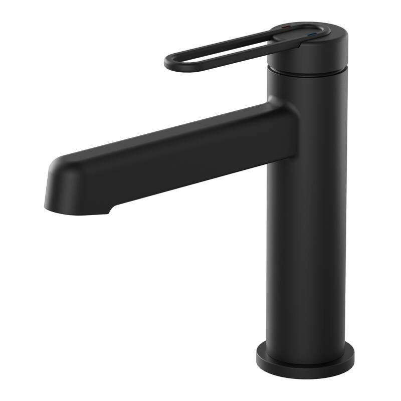 7"H Solid Brass Single Handle Single Hole Bathroom Sink Faucet - Matte Black