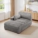 preview thumbnail 96 of 174, 41" W Plush Corduroy Chaise Lounge with Pillows Left Facing - Light Grey-Chaise