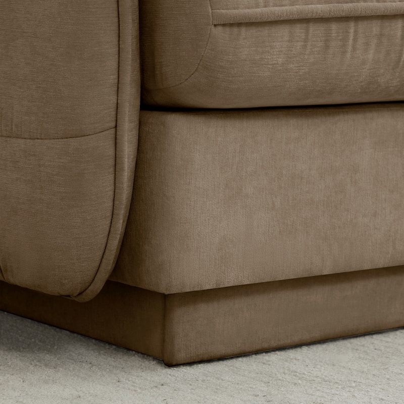 GDFStudio Sylvie Ashworth Chenille Cloud U-Shaped Loveseat Sofa with Movable Ottomans, Deep Seat