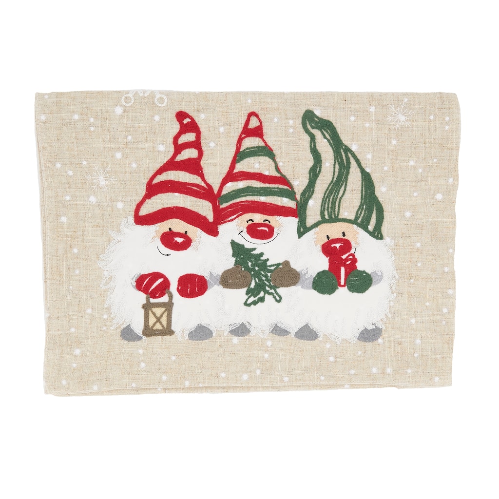 Christmas Table Runner With Gnomes Design - 16"x70"