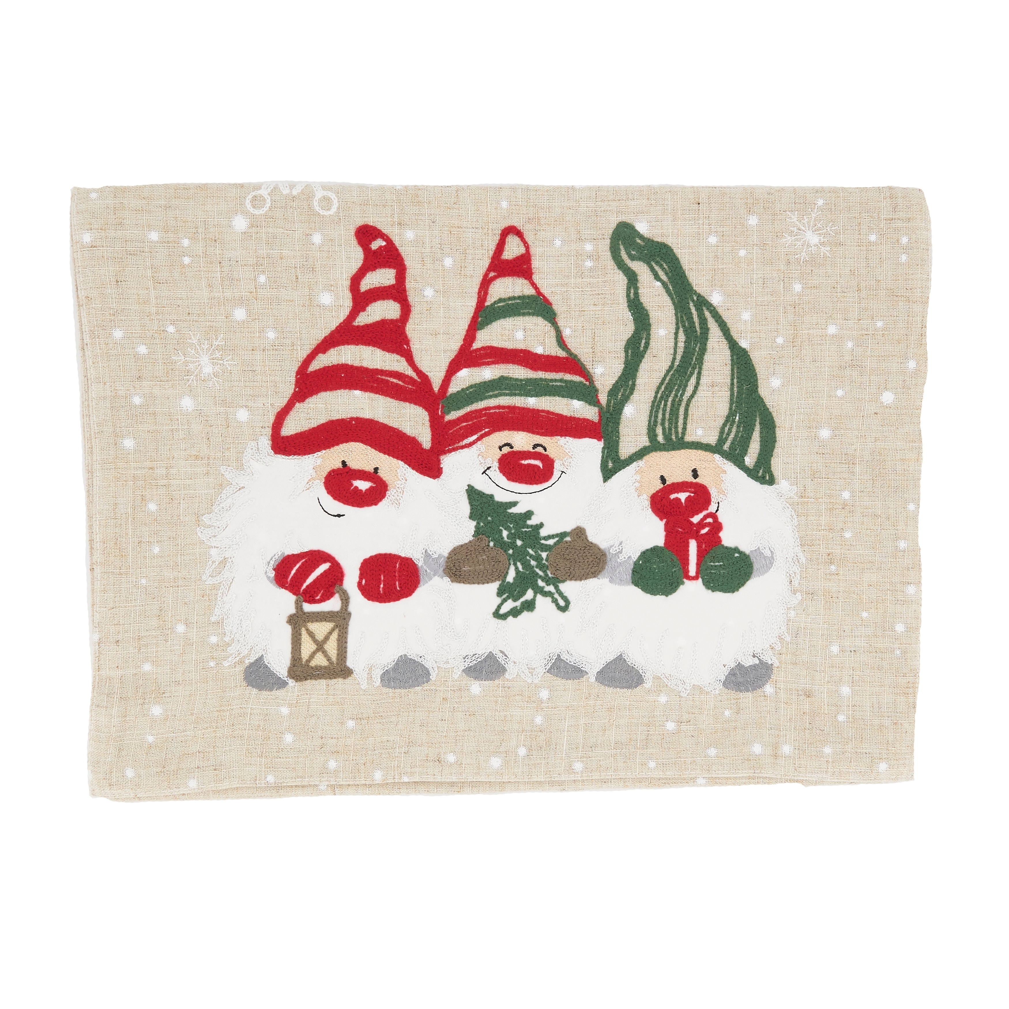 Christmas Table Runner With Gnomes Design - 16"x70"