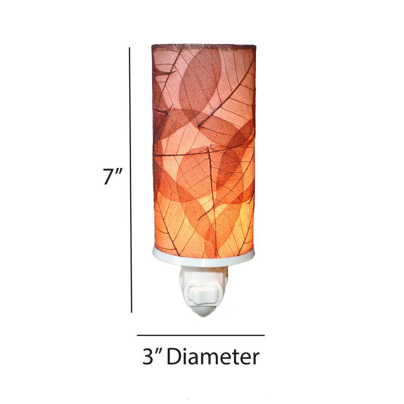 Cylinder Nightlight, Cocoa Leaves Shade, 3 x 3 x 7 in. - 3 x 3 x 8