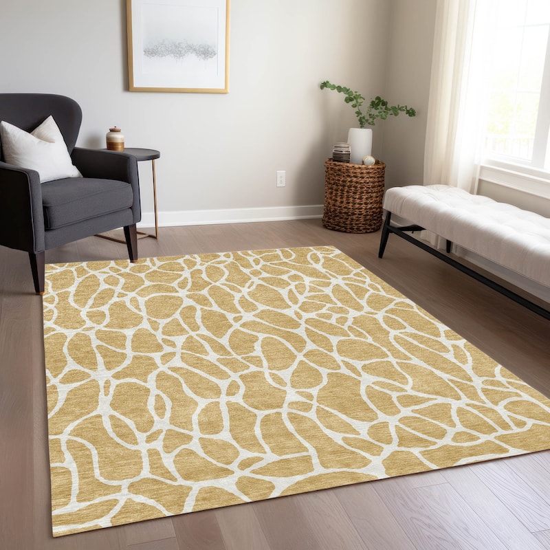 Machine Washable Indoor/ Outdoor Modern Chantille Rug