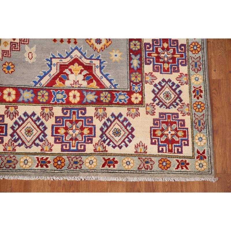 Gray Kazak Living Room Area Rug Hand-Knotted Wool Carpet - 6'9" x 10'2"