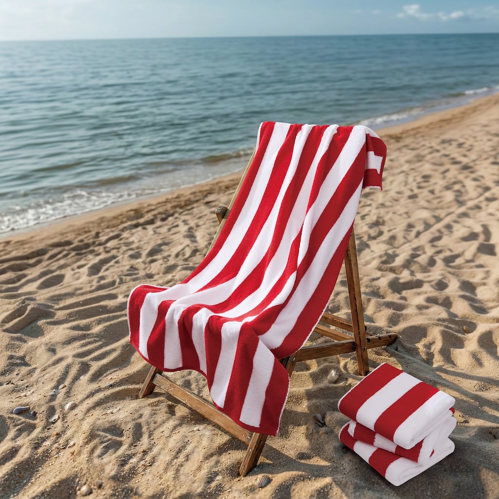 Oceanfront Resort Classic Cabana 4 PACK Beach Towel.