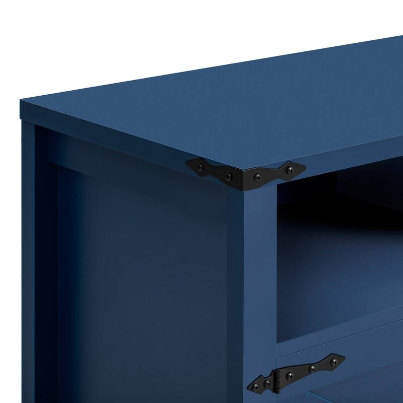 Modern 4-Door Sideboard Buffet with Power Outlets Adjustable Shelves and Half-Open Storage Design