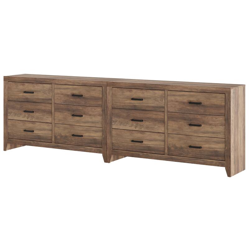 WAMPAT 6-Drawer Farmhouse Dresser - Wood Storage Chest for Bedroom & Hallway