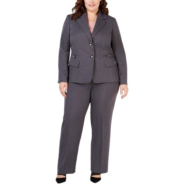Le Suit Womens Button Front Two Button Blazer Jacket, Grey, 18W. Opens flyout.