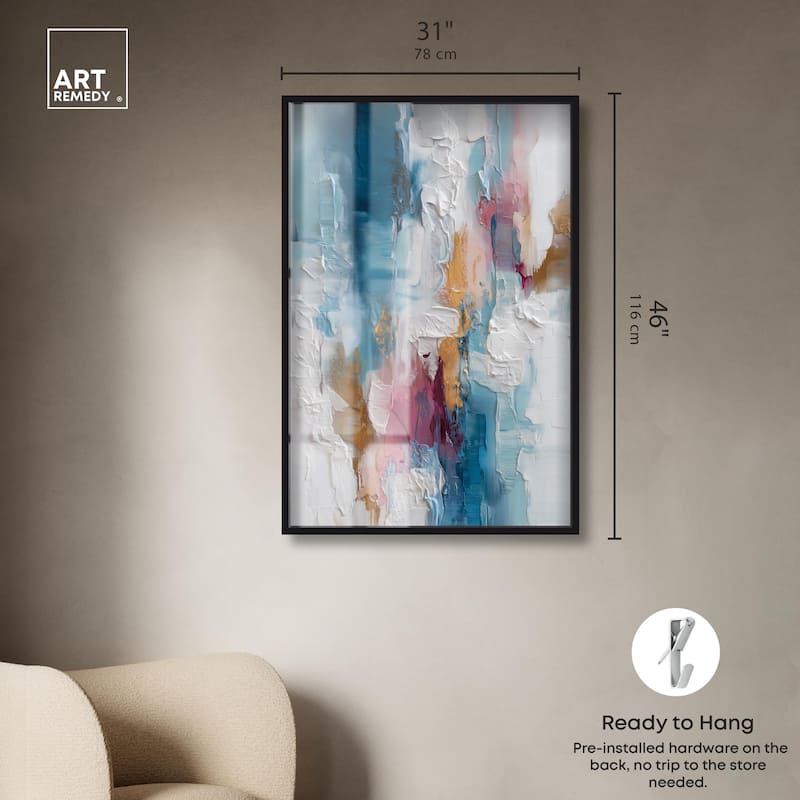 Petal Pink and Ocean Blue I Shadowbox by Art Remedy