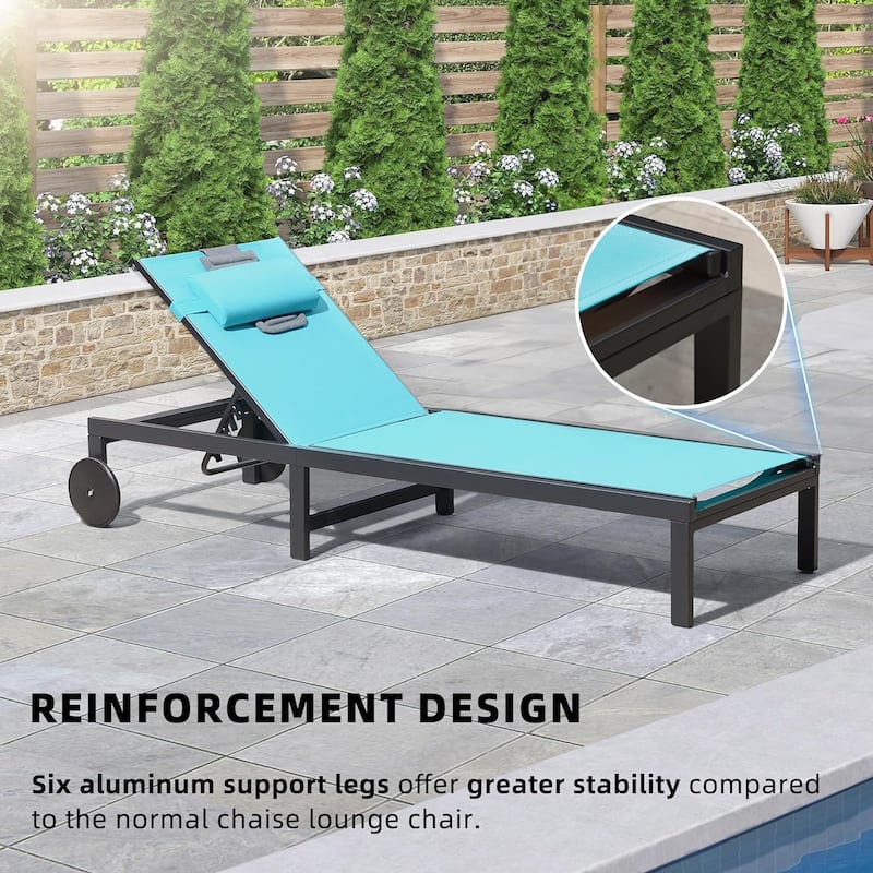 PURPLE LEAF Outdoor Tanning Lounge Chair Set with Face Hole Adjustable Reclining Chairs