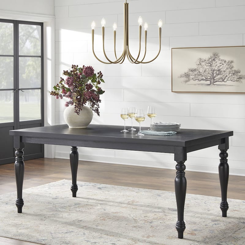 Lifestorey Clemence Farmhouse Dining Table with Turned Legs - Black Matte