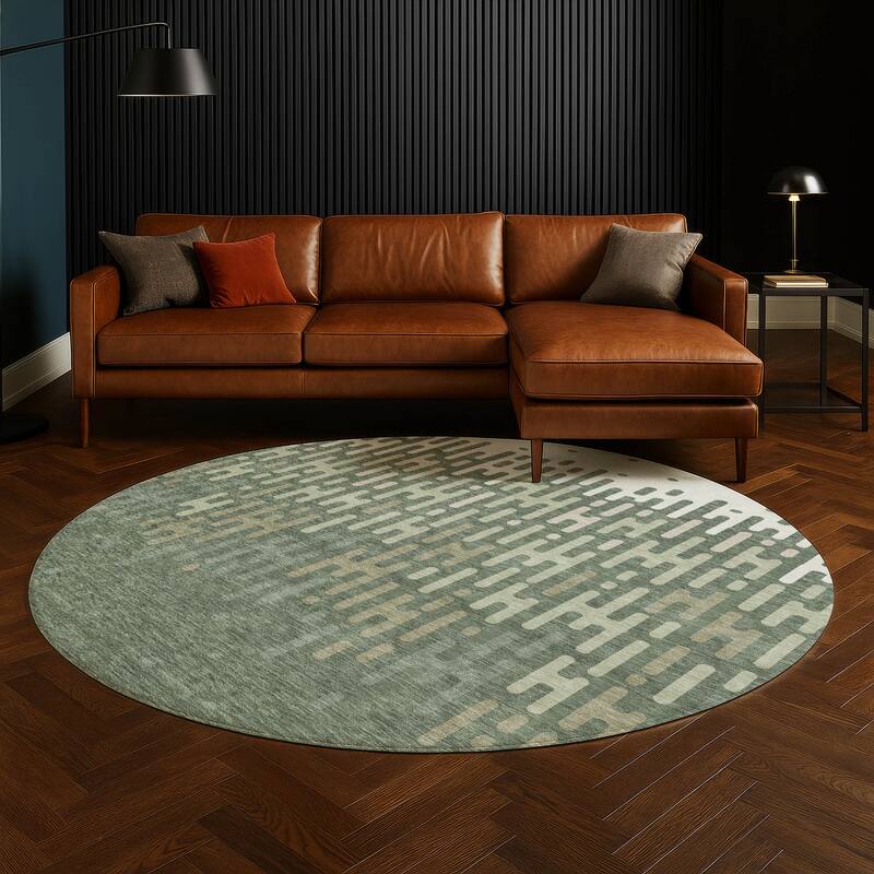 Machine Washable Indoor/ Outdoor Modern Kingman Chantille Rug