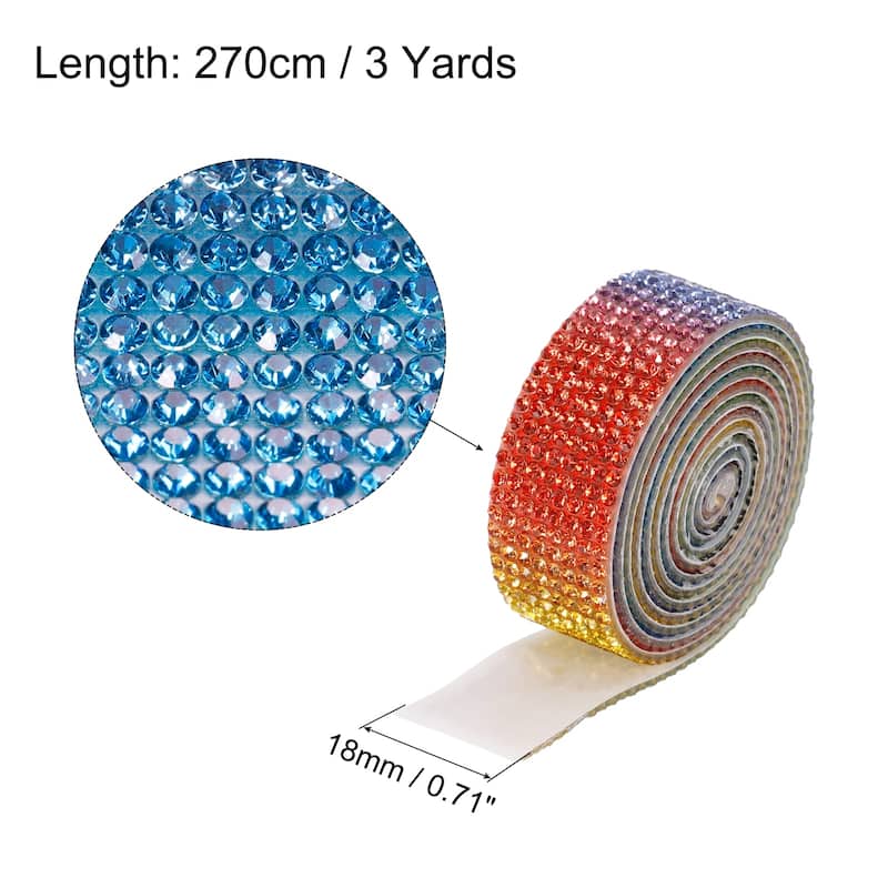 3Roll 3 Yards 8mm Diamond Ribbon White - Blue,Green,Yellow,Red - 18mm