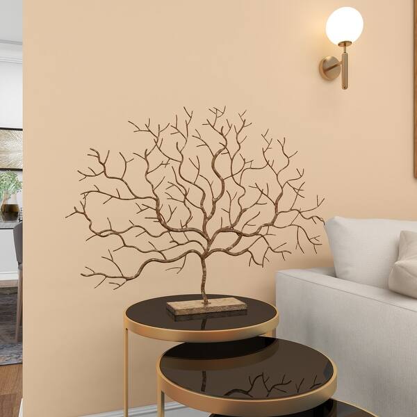 slide 14 of 18, Silver Iron Contemporary Tree Sculpture - 32 x 4 x 24 Brown