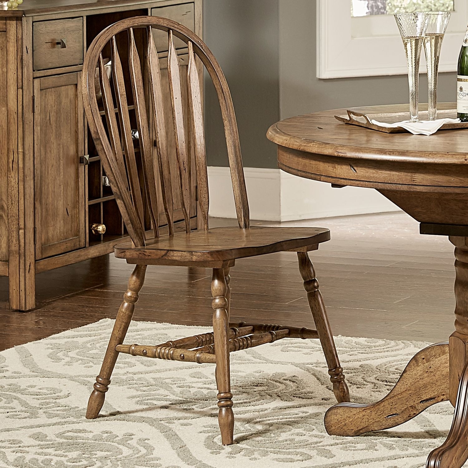 Liberty Furniture Carolina Crossing Windsor Dining Chairs Set of 2 Antique Honey