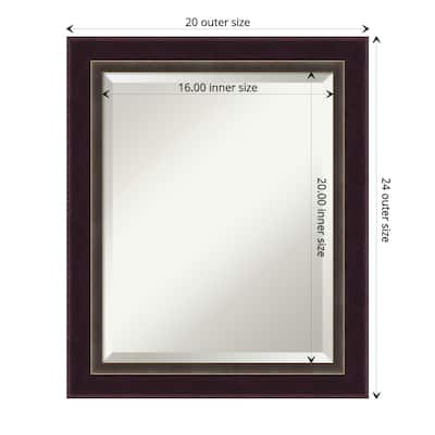 Beveled Wood Bathroom Wall Mirror - Signore Bronze Frame