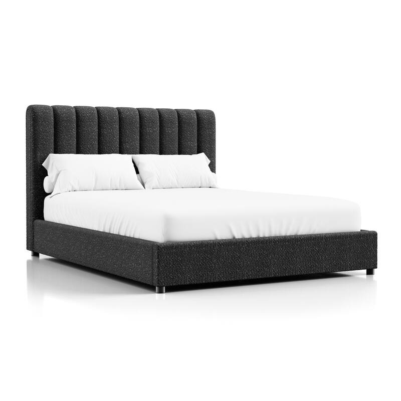 Furniture of America Lucinda Modern Boucle Fabric Platform Bed