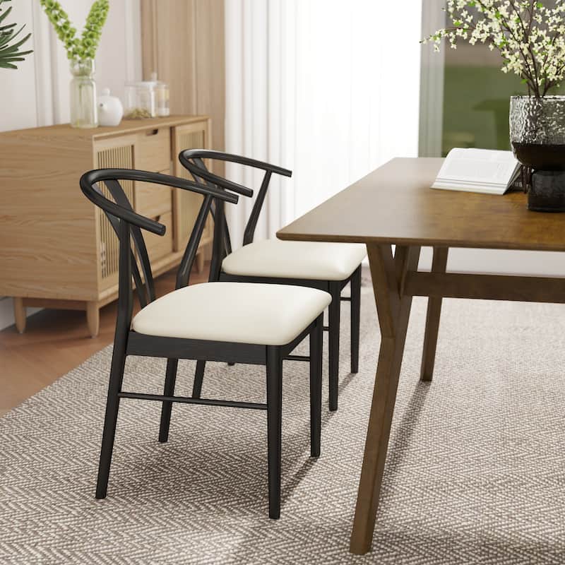 Dining Chairs, Curved Back Design, Set of 2, 22.83"W x 20"D x 31.1"H