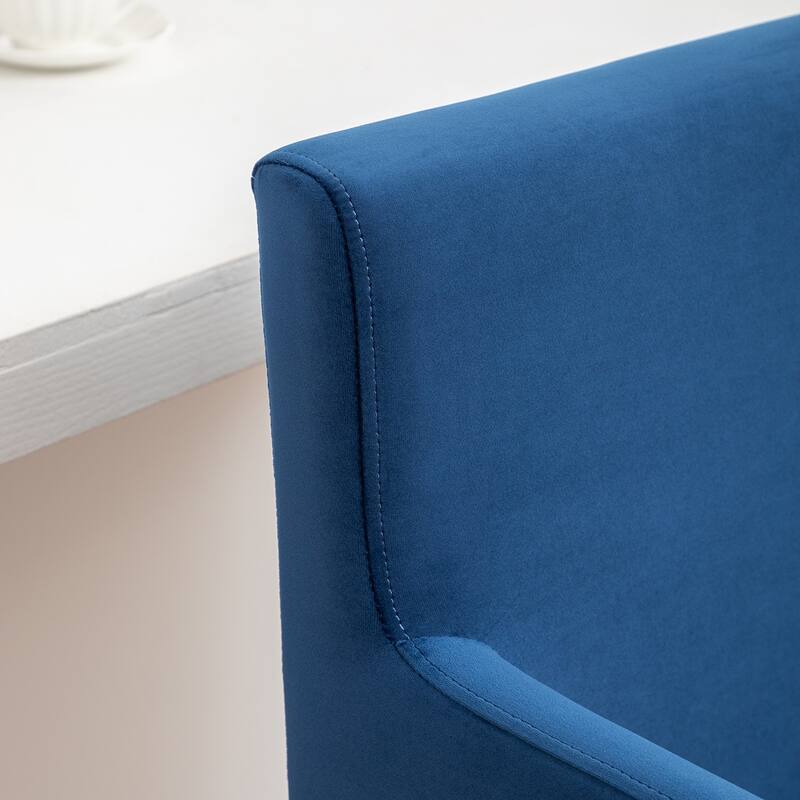 SEYNAR Mid Century Modern Velvet Accent Armrest 27-inch Tall Bar Stool Set of 2 with Metal Frame