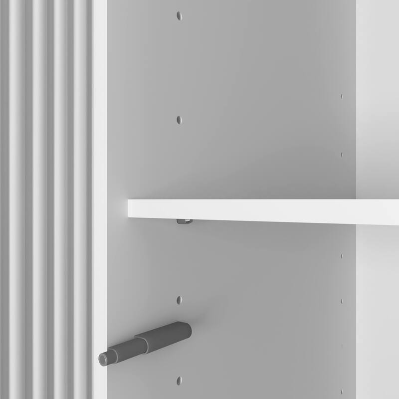 Wardrobe Closet with Automatic Motion Sensor Light, Half-length Mirror Door Armoire Storage Cabinet