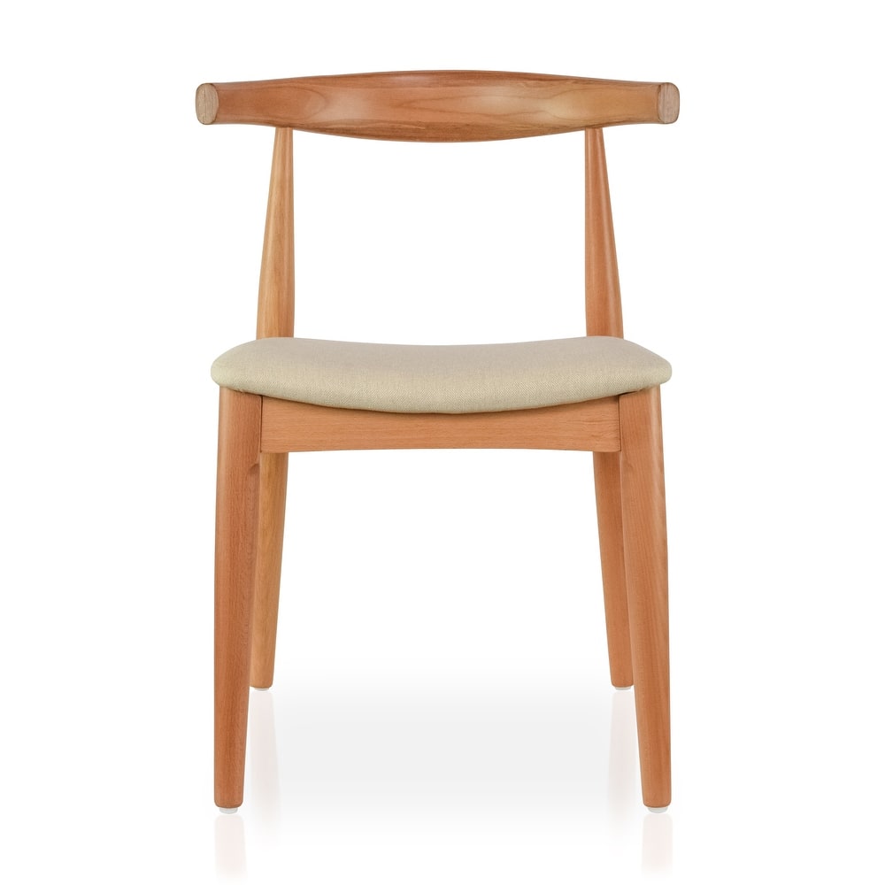 Walnut Dark Wood PU Leather or Beige Fabric Cushion Seat Dining Chairs Desk Side for Living Room Bedroom Kitchen Accent