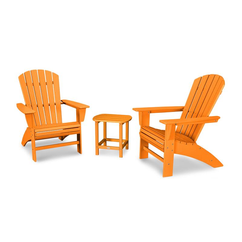 POLYWOOD Nautical 3-piece Adirondack Chair and Table Set - Tangerine