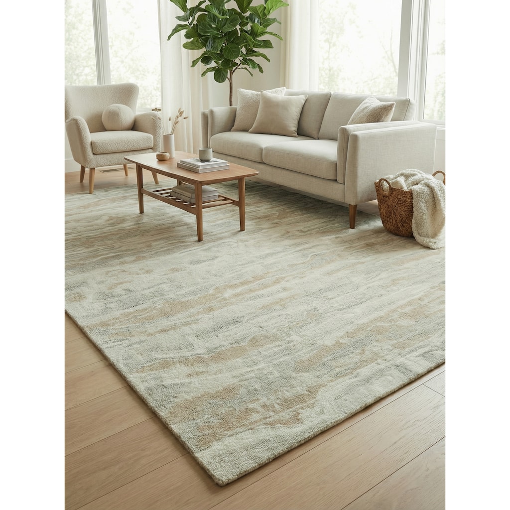 Cortero Handmade Hand Tufted New Zealand Wool Gold/Ivory Area Rug.