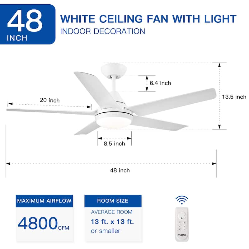 48" 3-Speed Intergrated LED Ceiling Fan with ABS Blade