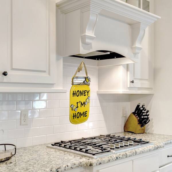 Shop 13 5 Yellow And Black Hanging Honey Mason Jar Wall Art Overstock 31711539