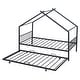 preview thumbnail 40 of 47, Twin Size Metal House Bed with Trundle and Roof for Kids' Rooms