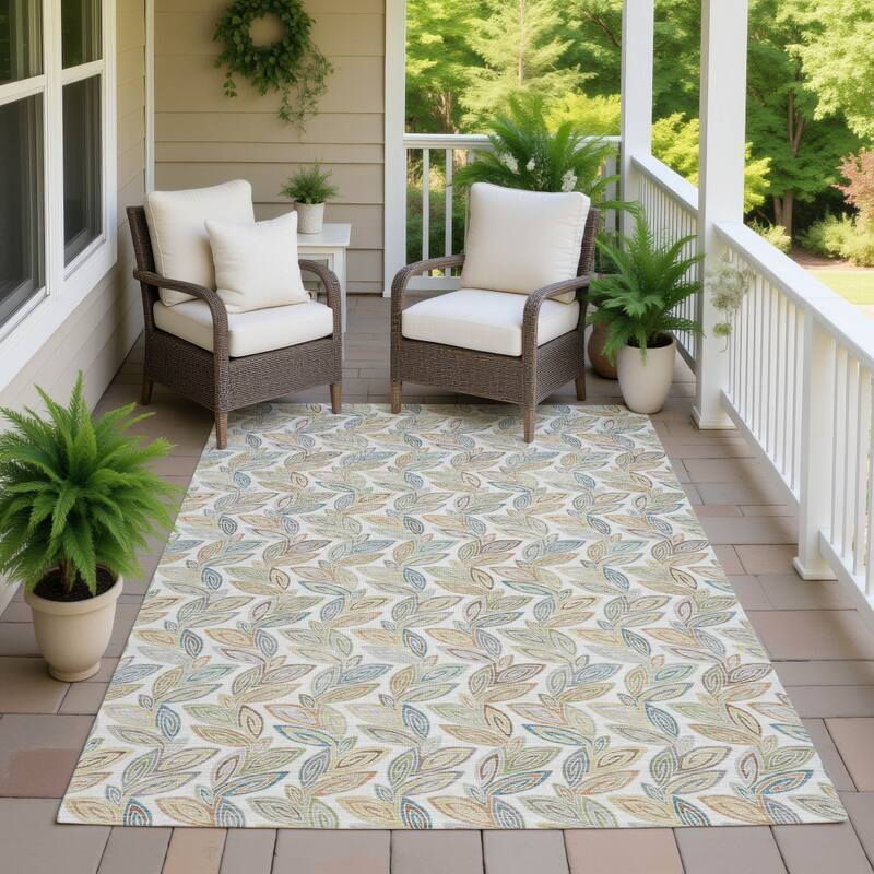 Machine Washable Indoor/ Outdoor Modern Rose Hill Chantille Rug
