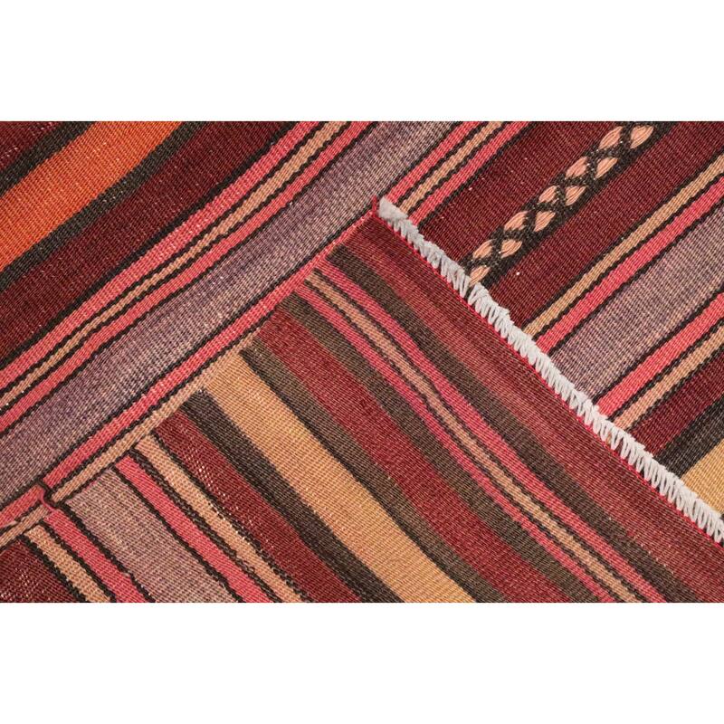 Hand Woven Oriental 100% Wool Carpet Southwestern Geometric Oranges & Rust Kilim Area Rug - 6' 8'' X 4' 9''