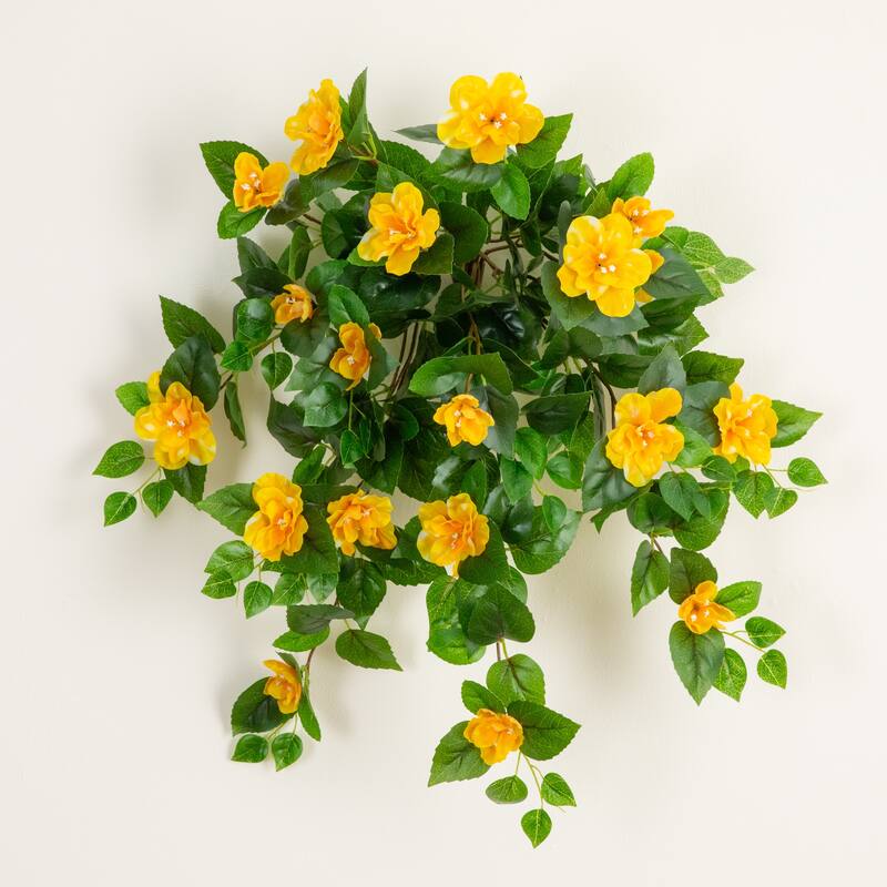 24-in UV Resistant Artificial Azalea Hanging Plant - Set of 3