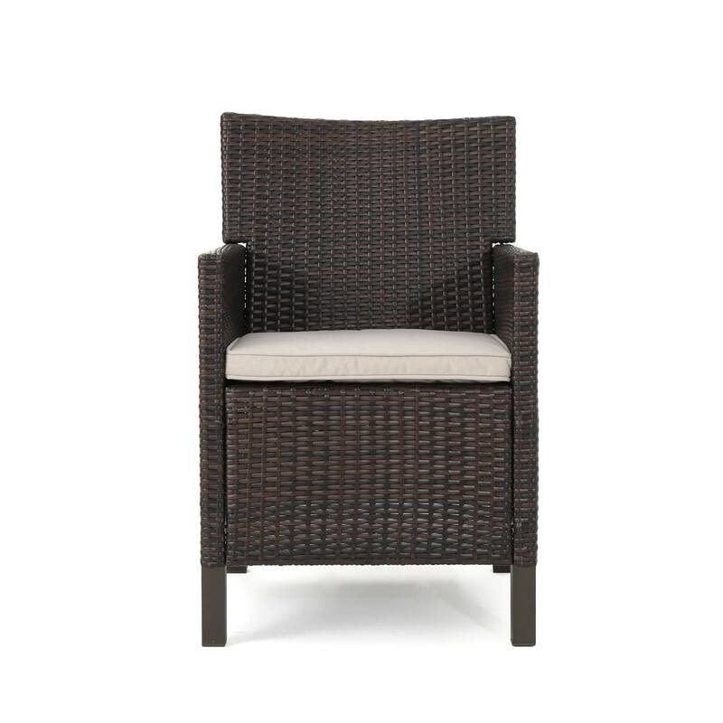 Cypress Outdoor Wicker Dining Chair with Cushions (Set of 4) by Christopher Knight Home - Brown