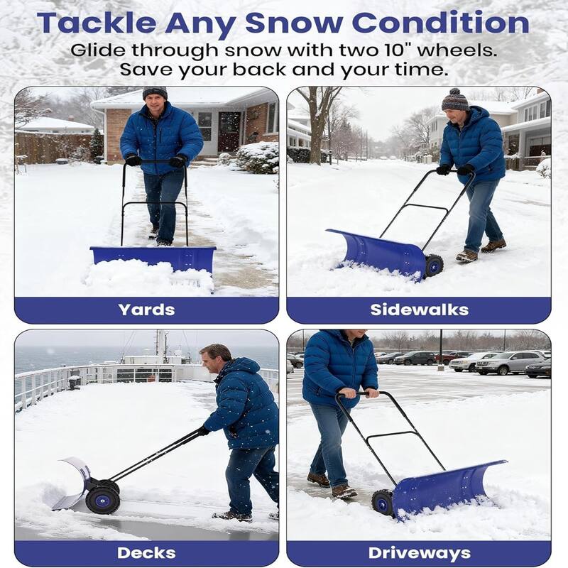29-Inch Heavy-Duty Steel Snow Shovel Big Double Pole