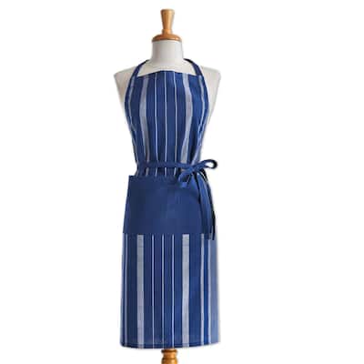 Lapis Stripe Cooking Baking Apron Cotton Machine Wash, One Size Fits Most