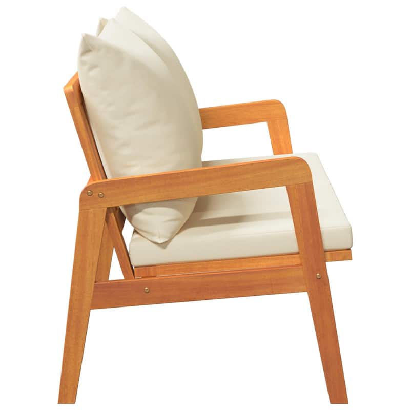 vidaXL Garden Bench with Cushions 45.3x25.6x28.0 in Solid Acacia Wood - 25.6 x 45.3 x 28.0