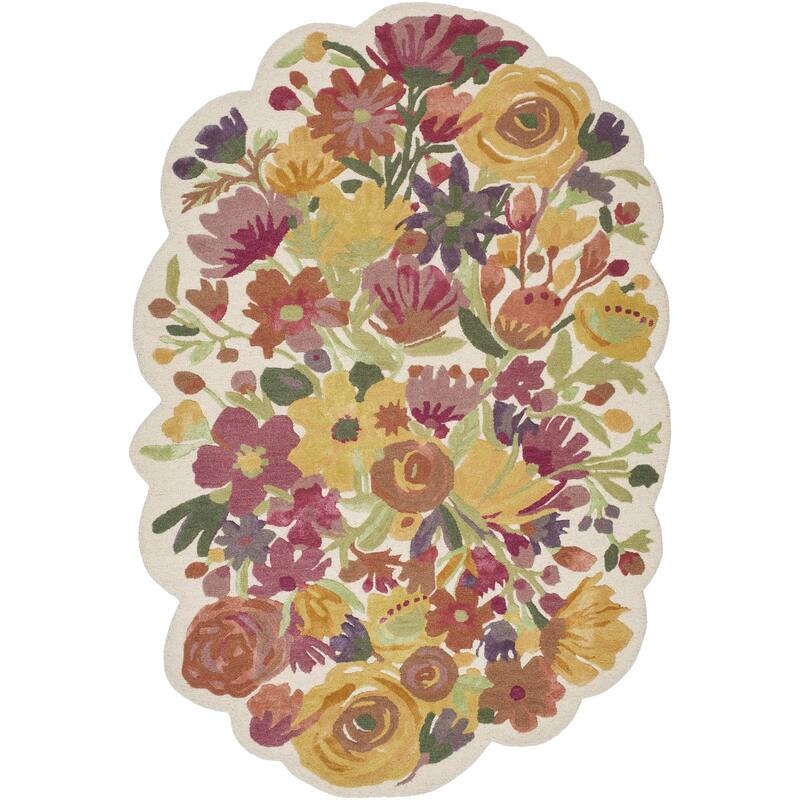 Faith Coastal Floral and Botanical Area Rug