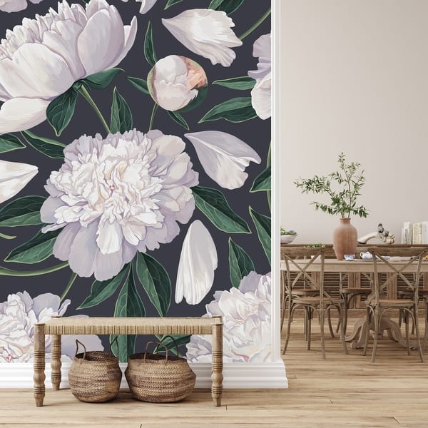 Large Peonies Wallpaper Peel and Stick and Prepasted Bed Bath