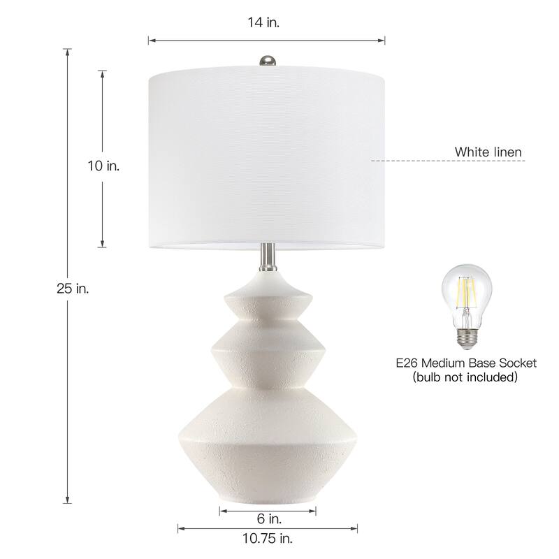 Fulham 3-Way Ceramic Table Lamp with Drum Shade - 25 in. H