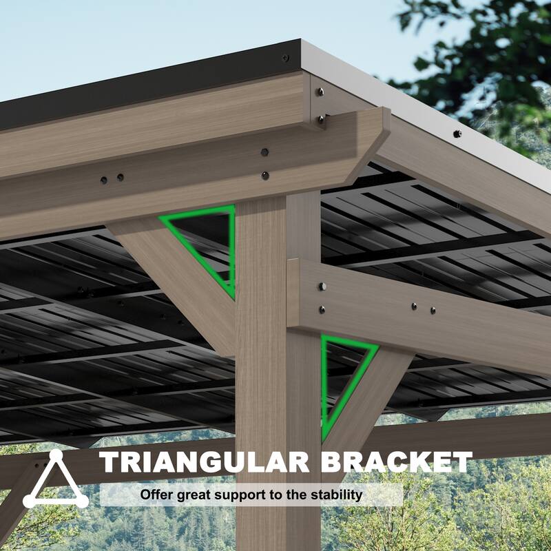 Outdoor Hardtop Gazebo, Cedar Wood Gazebo with Galvanized Steel‌ Roof