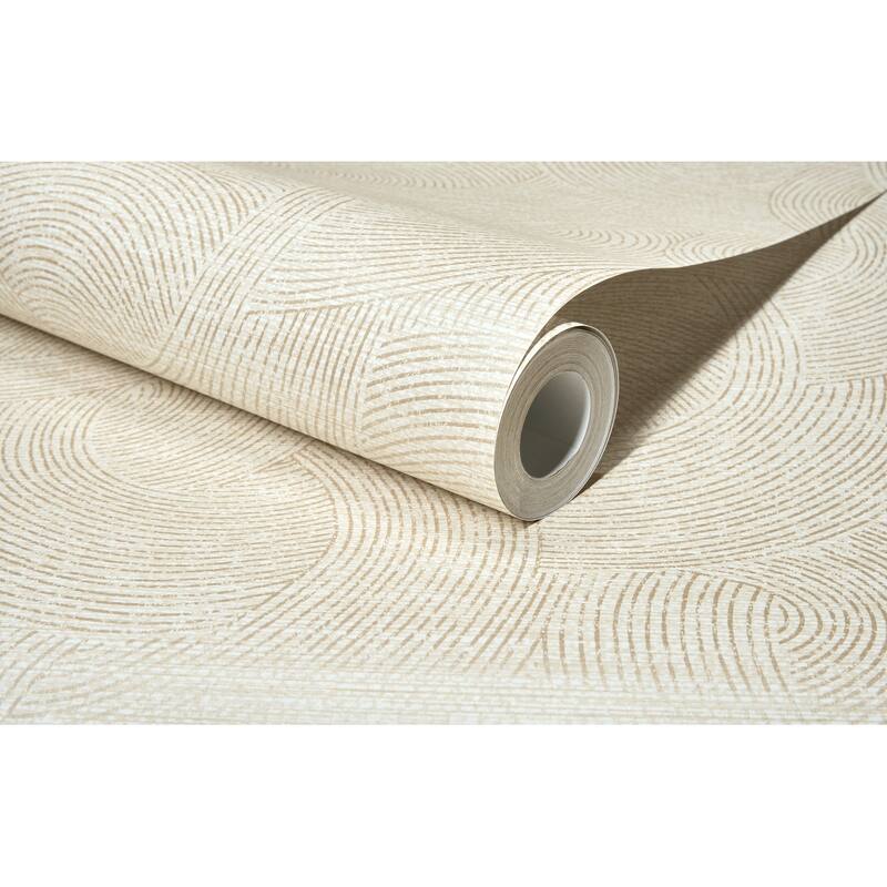 Chesapeake Harrison Champagne Swirling Geometric Wallpaper
