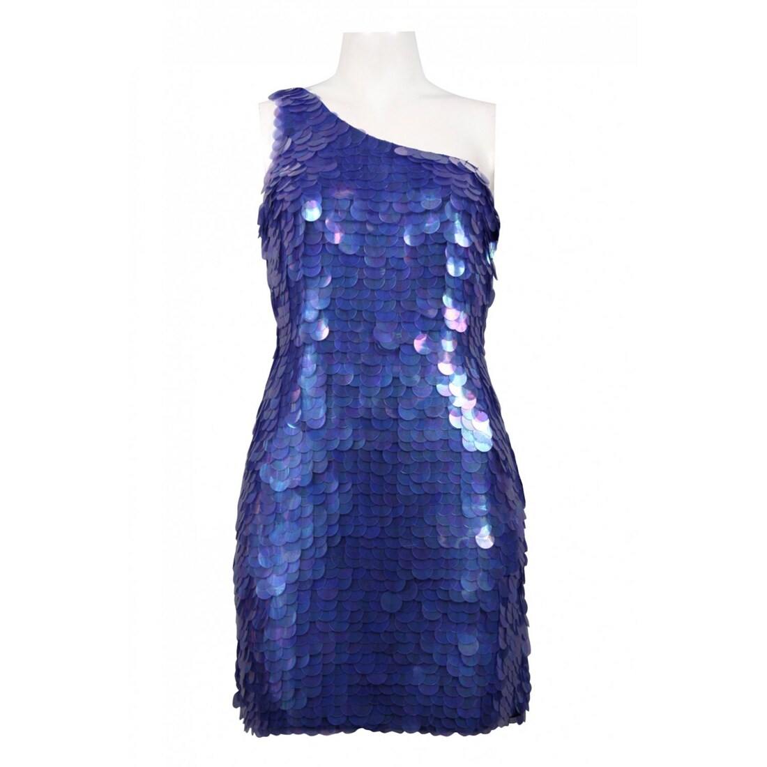 adrianna papell blue sequin dress