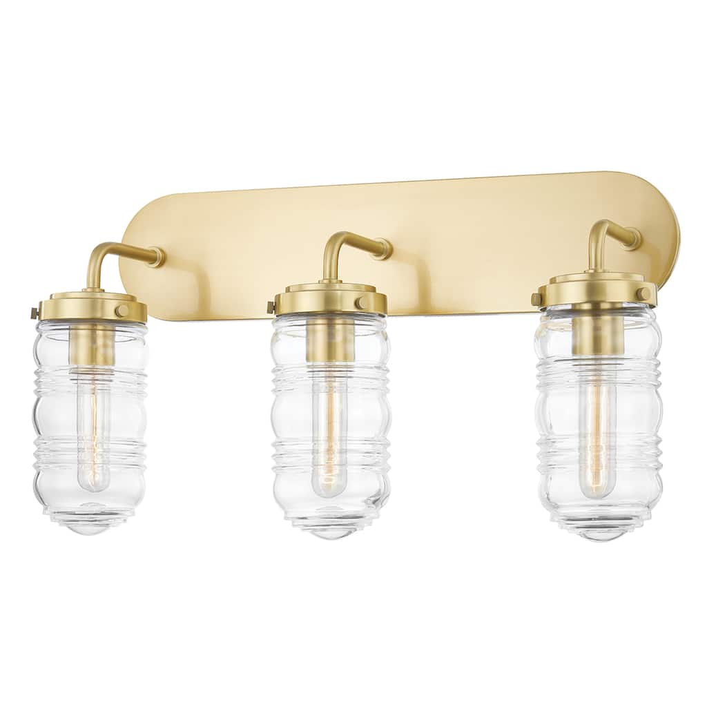 Mitzi by Hudson Valley Clara 3-light Bath Bracket with Clear Ribbed Glass