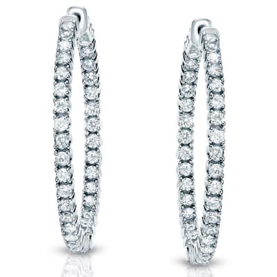 Auriya 14k Gold 3 carat TW Medium Diamond Hoop Earrings - 1.29-inch