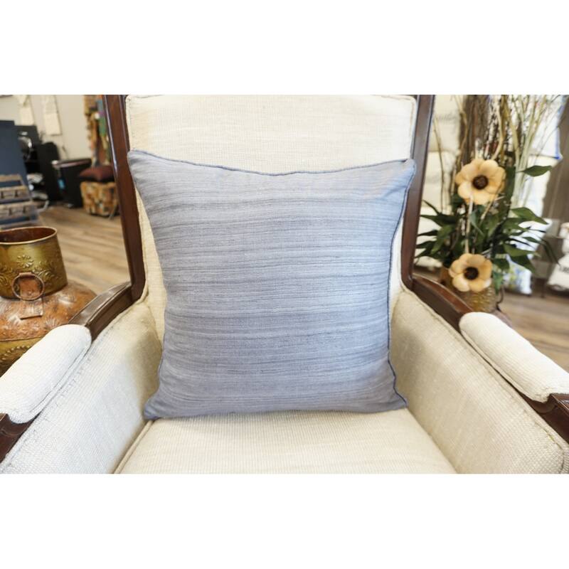 Home&Manor Raw Silk Throw Pillow 18" Gray
