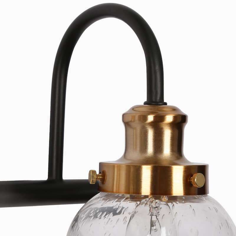 Mid-Century Modern Black Gold 2/3/4-Light Bathroom Vanity Light Seeded Glass Wall Sconces